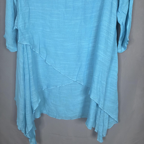 Aria Handmade Top Sky Blue Athena Tunic Cotton Lagenlook Sustainable Sz Medium - Picture 8 of 12